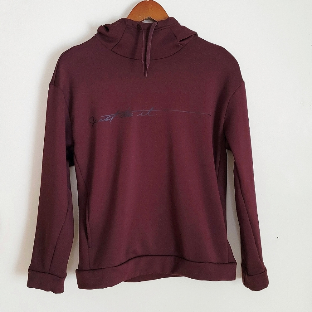 Nike | Maroon JUST DO IT Spellout Cowl Hoodie Sweatshirt XS